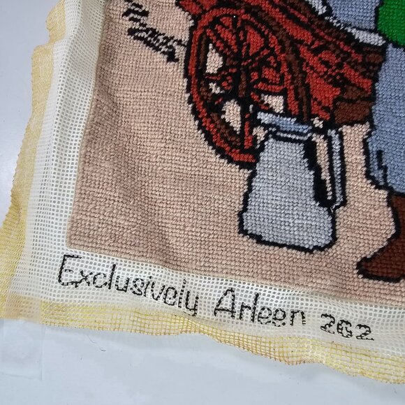 Jewish Art Needlepoint Judaica Fiddler On The Roof Handmade 13"x16" WRINKLED - Picture 5 of 8